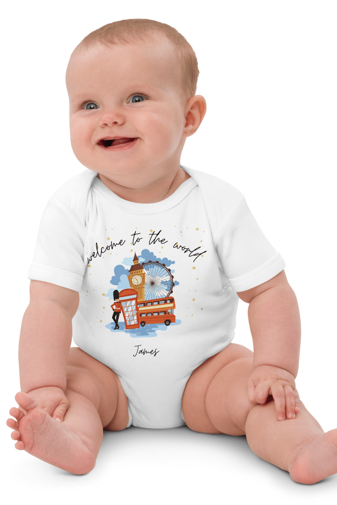 Welcome to the World London Town (Personalised Name Bodysuit) - Cozy Crew Club