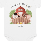 Welcome to the World Farm Animals (Personalised Name Bodysuit) - Cozy Crew Club