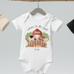 Welcome to the World Farm Animals (Personalised Name Bodysuit) - Cozy Crew Club
