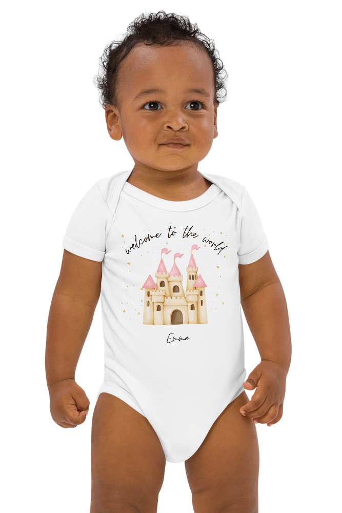 Welcome to the World Princess Castle (Personalised Name Bodysuit) - Cozy Crew Club