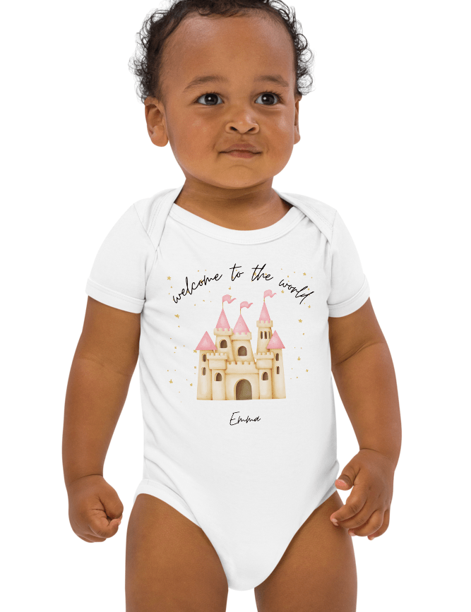 Welcome to the World Princess Castle (Personalised Name Bodysuit) - Cozy Crew Club