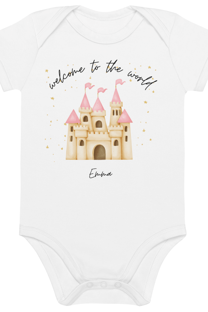 Welcome to the World Princess Castle (Personalised Name Bodysuit) - Cozy Crew Club