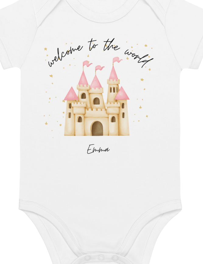Welcome to the World Princess Castle (Personalised Name Bodysuit) - Cozy Crew Club