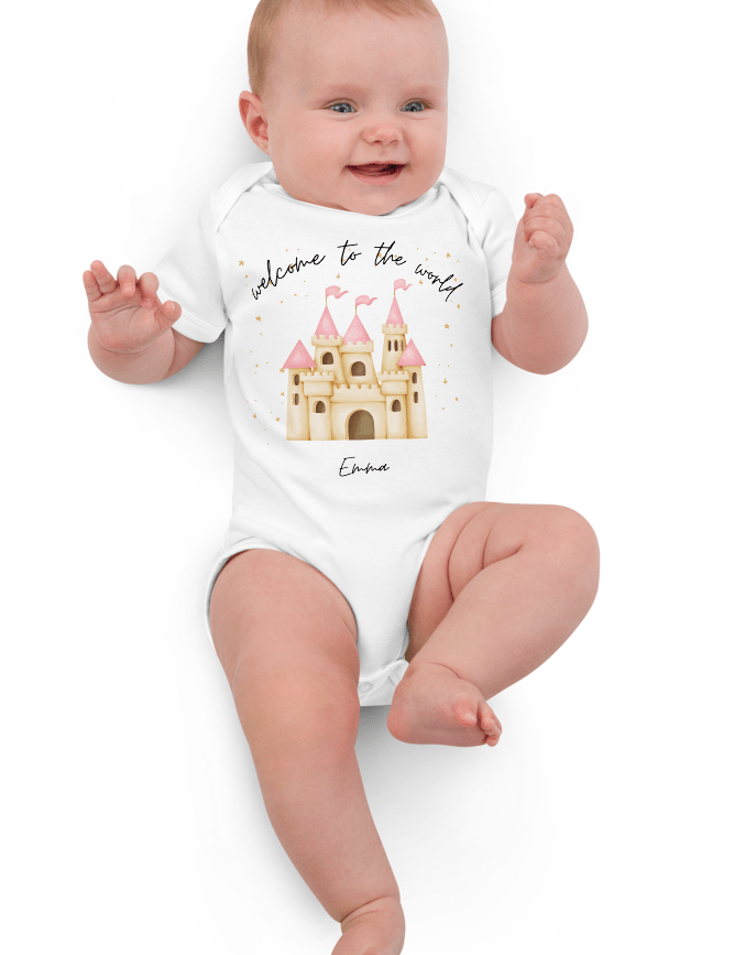 Welcome to the World Princess Castle (Personalised Name Bodysuit) - Cozy Crew Club