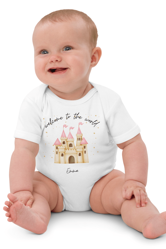 Welcome to the World Princess Castle (Personalised Name Bodysuit) - Cozy Crew Club