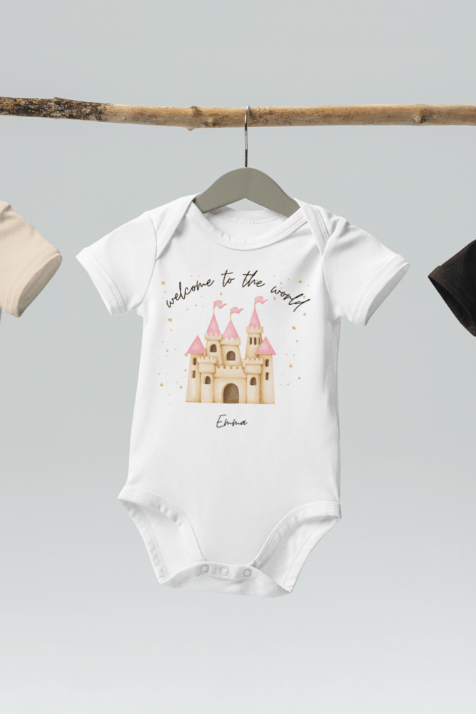Welcome to the World Princess Castle (Personalised Name Bodysuit) - Cozy Crew Club
