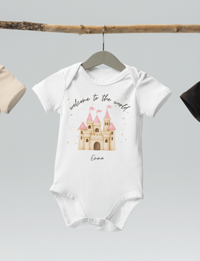 Welcome to the World Princess Castle (Personalised Name Bodysuit) - Cozy Crew Club