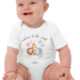 Welcome to the World Safari Balloons (Personalised Name Bodysuit) - Cozy Crew Club