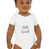 Hello World Bodysuit White 100% Cotton - Cozy Crew Club