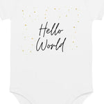 Hello World Bodysuit White 100% Cotton - Cozy Crew Club