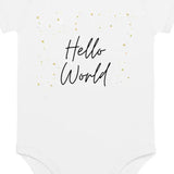 Hello World Bodysuit White 100% Cotton - Cozy Crew Club