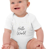 Hello World Bodysuit White 100% Cotton - Cozy Crew Club