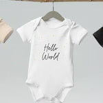 Hello World Bodysuit White 100% Cotton - Cozy Crew Club