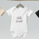 Hello World Bodysuit White 100% Cotton - Cozy Crew Club