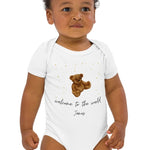 Welcome to the World (Personalised Name Bear Bodysuit) - Cozy Crew Club
