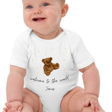 Welcome to the World (Personalised Name Bear Bodysuit) - Cozy Crew Club