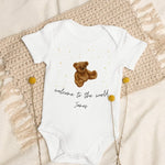 Welcome to the World (Personalised Name Bear Bodysuit) - Cozy Crew Club