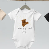 Welcome to the World (Personalised Name Bear Bodysuit) - Cozy Crew Club