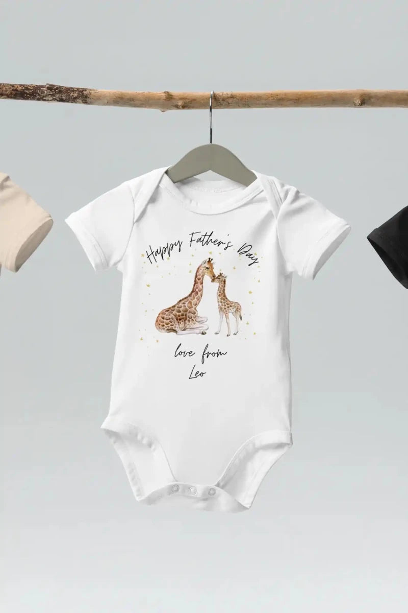 Happy Father's Day (Personalised Giraffe Bodysuit) - Cozy Crew Club