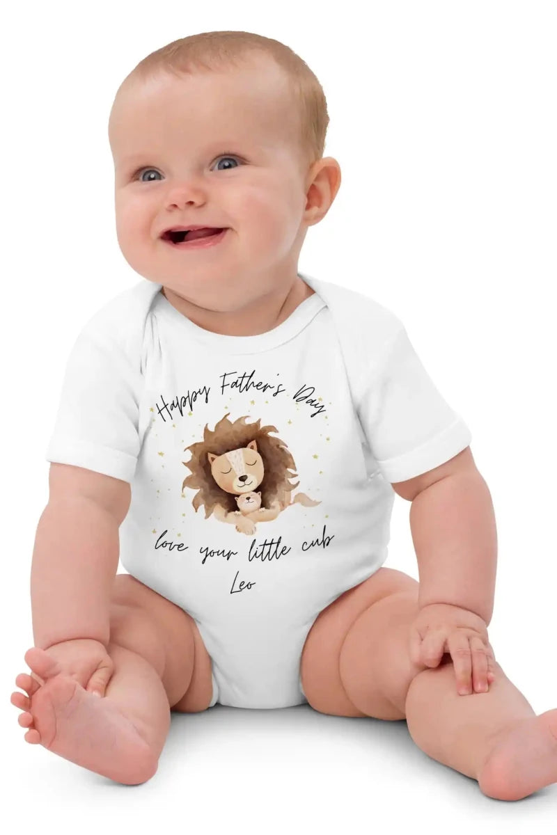 Happy Father's Day (Personalised Lion Bodysuit) - Cozy Crew Club