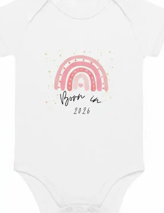 Born in 2026 Pink Personalised Bodysuit - Cozy Crew Club
