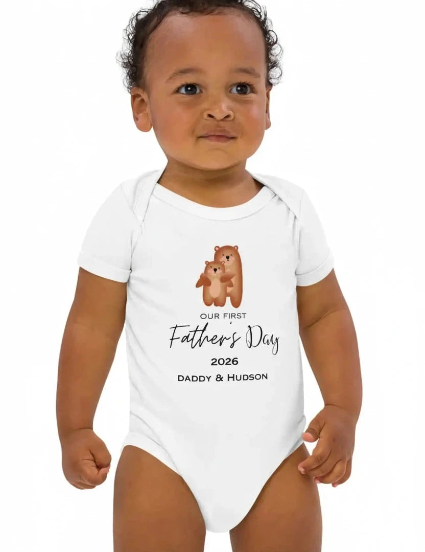 Our First Father's Day (Personalised Bear Bodysuit) - Cozy Crew Club