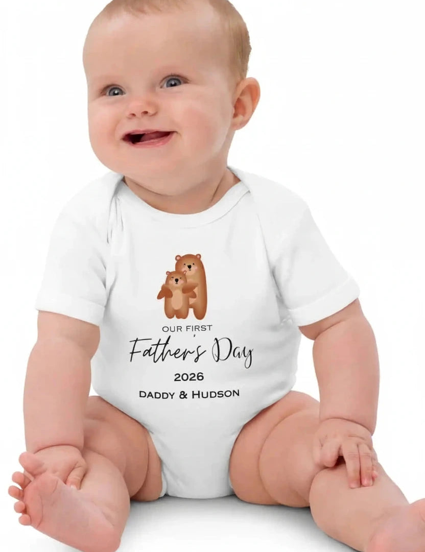 Our First Father's Day (Personalised Bear Bodysuit) - Cozy Crew Club