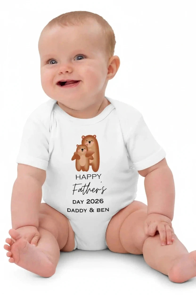 Happy Father's Day (Personalised Bear Bodysuit) - Cozy Crew Club