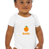 Orange Personalised Bodysuit in White - Cozy Crew Club