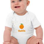 Orange Personalised Bodysuit in White - Cozy Crew Club