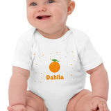 Orange Personalised Bodysuit in White - Cozy Crew Club