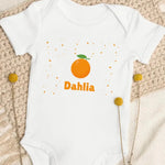 Orange Personalised Bodysuit in White - Cozy Crew Club