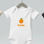 Orange Personalised Bodysuit in White - Cozy Crew Club