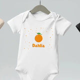 Orange Personalised Bodysuit in White - Cozy Crew Club