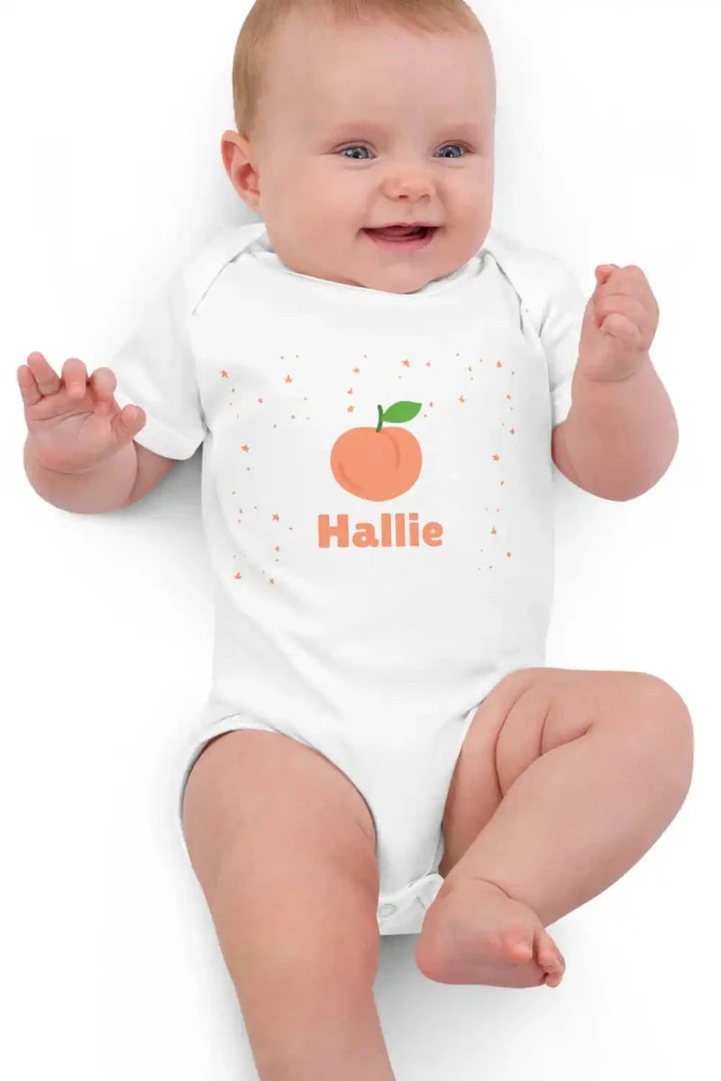 Peach Personalised Bodysuit in White - Cozy Crew Club