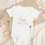 Stork Baby Girl Due Bodysuit White - Cozy Crew Club