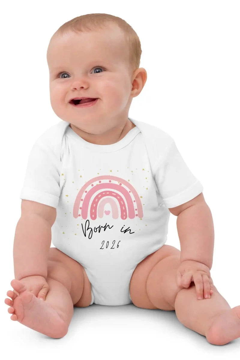 Born in 2026 Pink Personalised Bodysuit - Cozy Crew Club