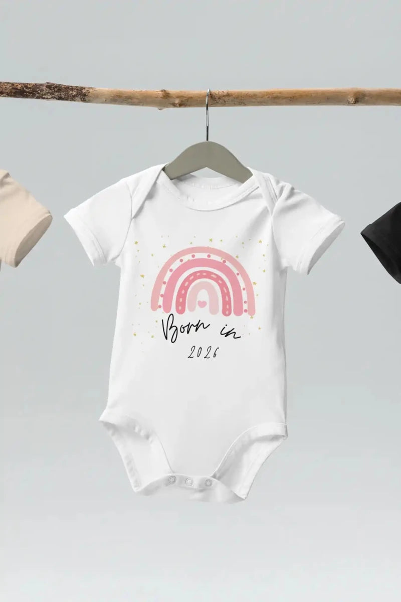 Born in 2026 Pink Personalised Bodysuit - Cozy Crew Club