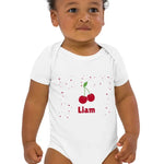 Cherry Personalised Bodysuit in White - Cozy Crew Club