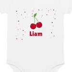Cherry Personalised Bodysuit in White - Cozy Crew Club