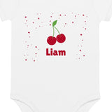 Cherry Personalised Bodysuit in White - Cozy Crew Club