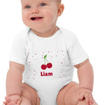 Cherry Personalised Bodysuit in White - Cozy Crew Club