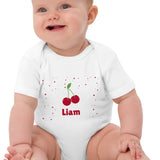 Cherry Personalised Bodysuit in White - Cozy Crew Club