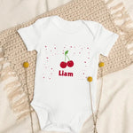 Cherry Personalised Bodysuit in White - Cozy Crew Club