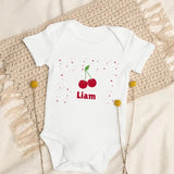 Cherry Personalised Bodysuit in White - Cozy Crew Club