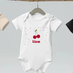 Cherry Personalised Bodysuit in White - Cozy Crew Club