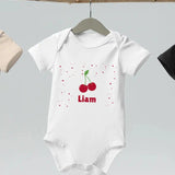 Cherry Personalised Bodysuit in White - Cozy Crew Club
