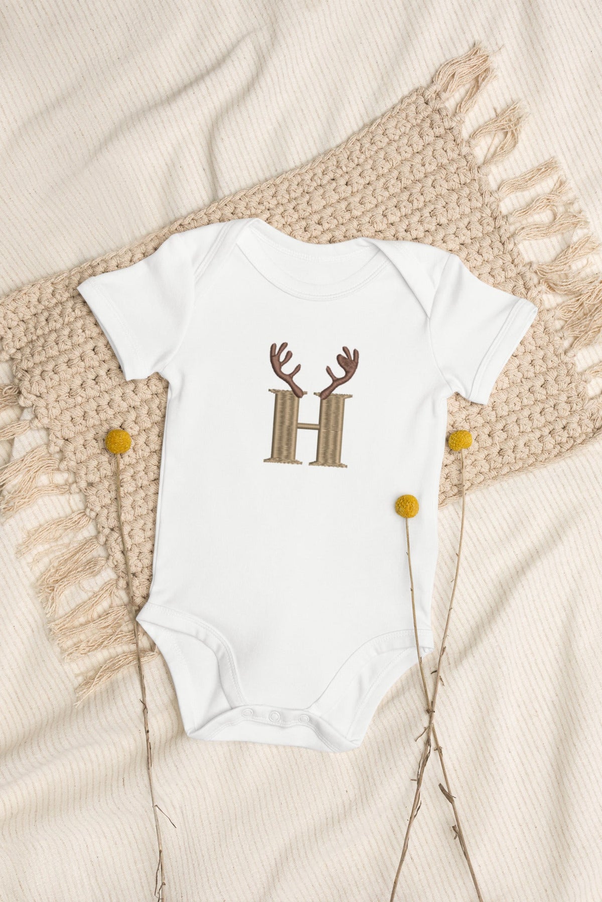 Antlers With Initial Bodysuit Vest