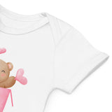 Ours dans une boîte d'amour pour la Saint-Valentin (body avec nom personnalisé) 