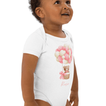 Personalised Name Bear Pink Hot Air Baloon Bodysuit - Cozy Crew Club